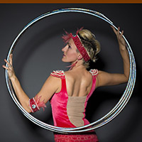 Lindy hoop looking fabulous Loz's leg